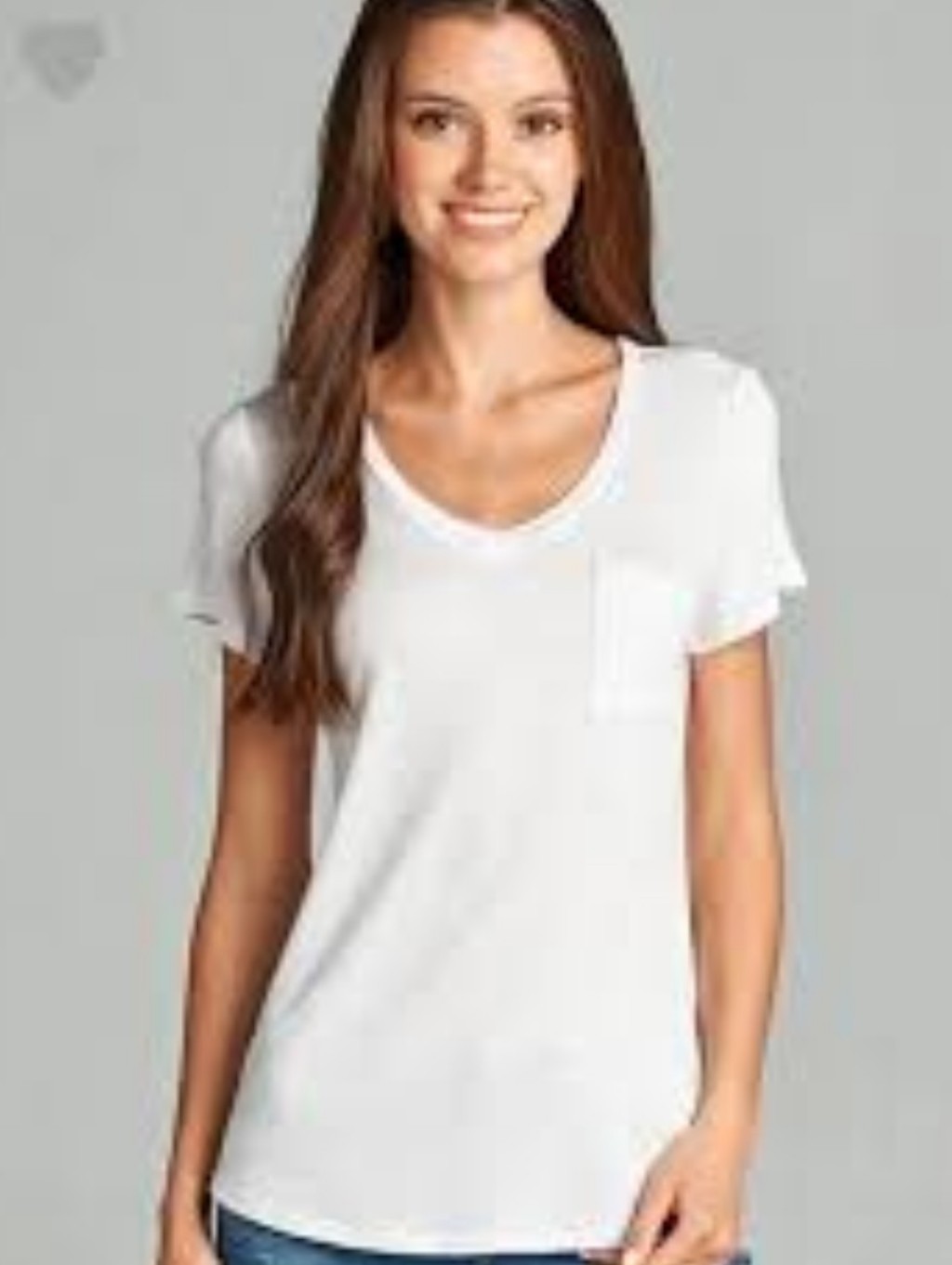 American Eagle Outfitters White V-Neck Pocket Tee - Women's